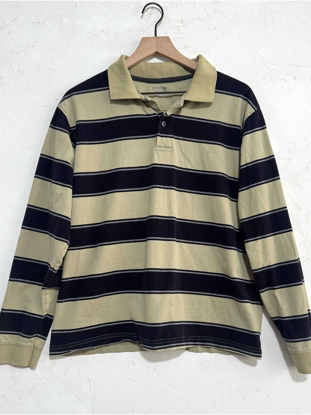 St. John's Bay Heritage Sueded Jersey Striped Rugby Polo Men’s L